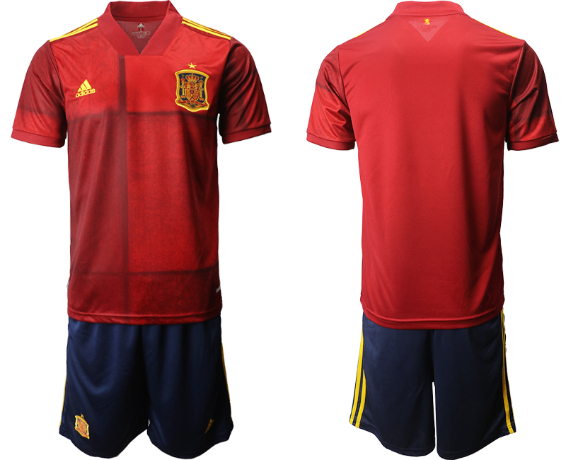 Men's Spain National Team Custom Red Home Soccer Jersey Suit